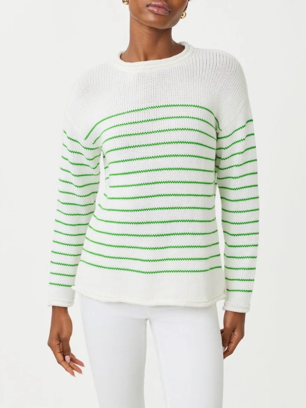 Lilly Pulitzer Lotan Sweater White withPutting Green Tidepool Stripes